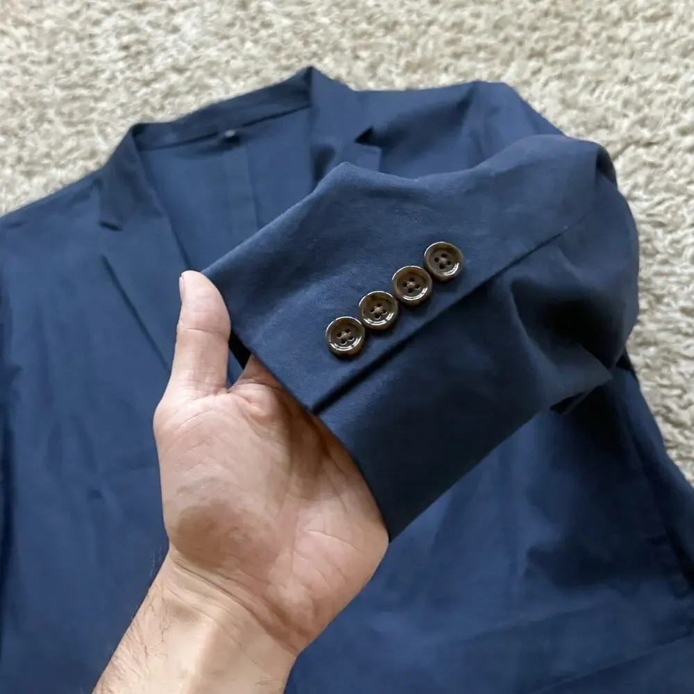 J. Crew Thompson Navy Blue Cotton Blazer Sport Coat Suit Jacket Men’s Size 46
